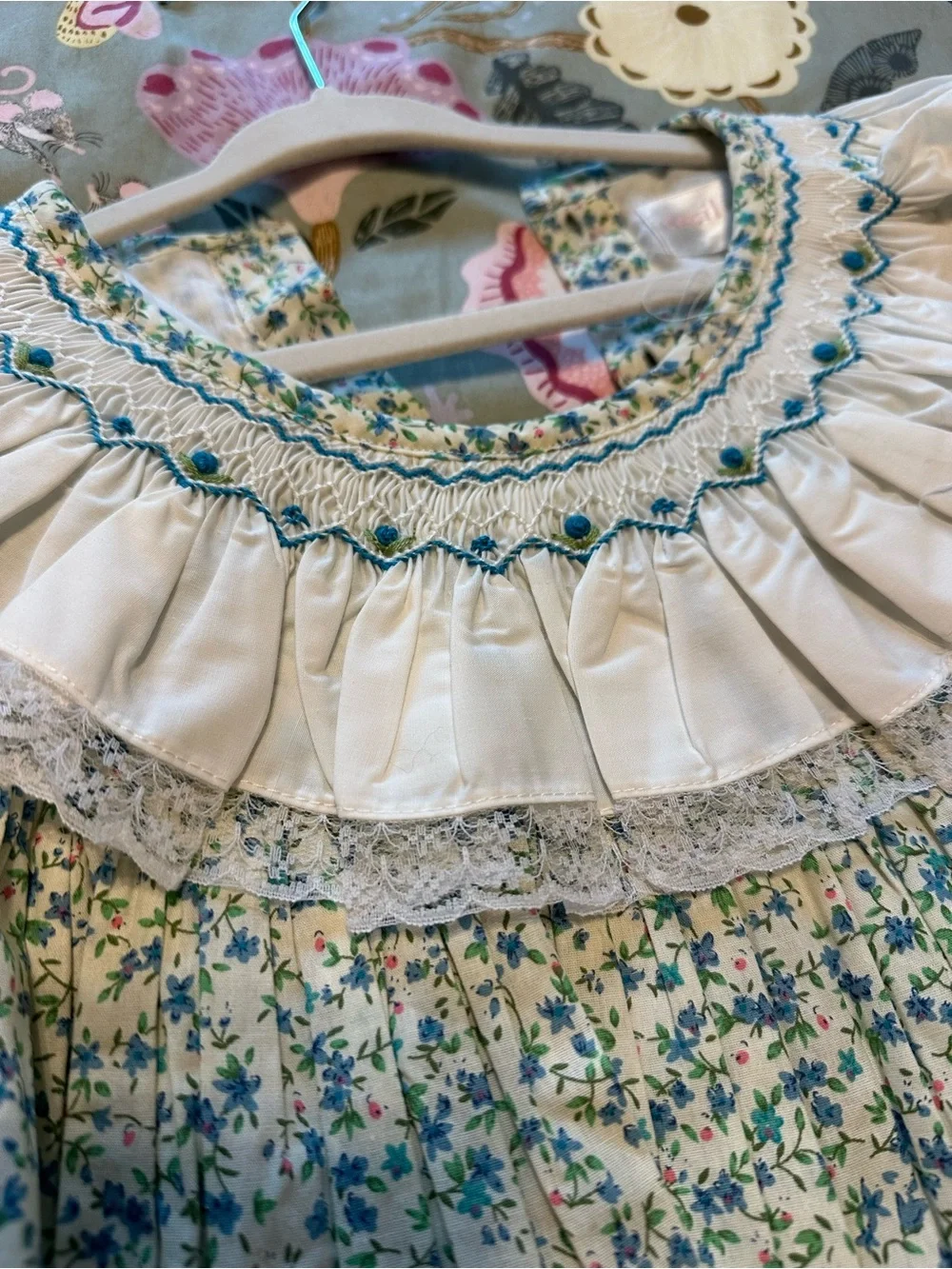 Girls' 4T Floral Smocked Collar Dress